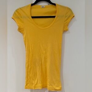 Splendid Women's Scoop Neck Short Sleeve Tee in Yellow- size S